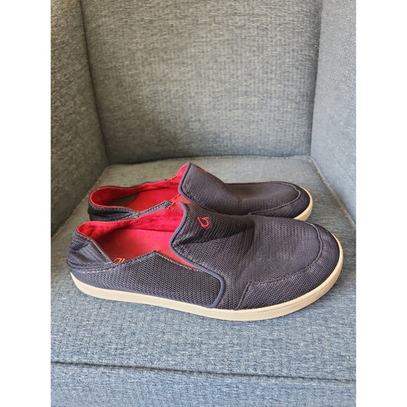 OluKai Men's "Nohea Mesh" Dark Blue Slip-on Shoes w/ Red Accents Size 11 - Picture 1 of 10